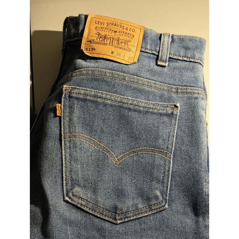 Vintage 90s Levi's 517 Orange Tab 36x32 (34x30) Made In USA Blue Jeans Bootcut‎